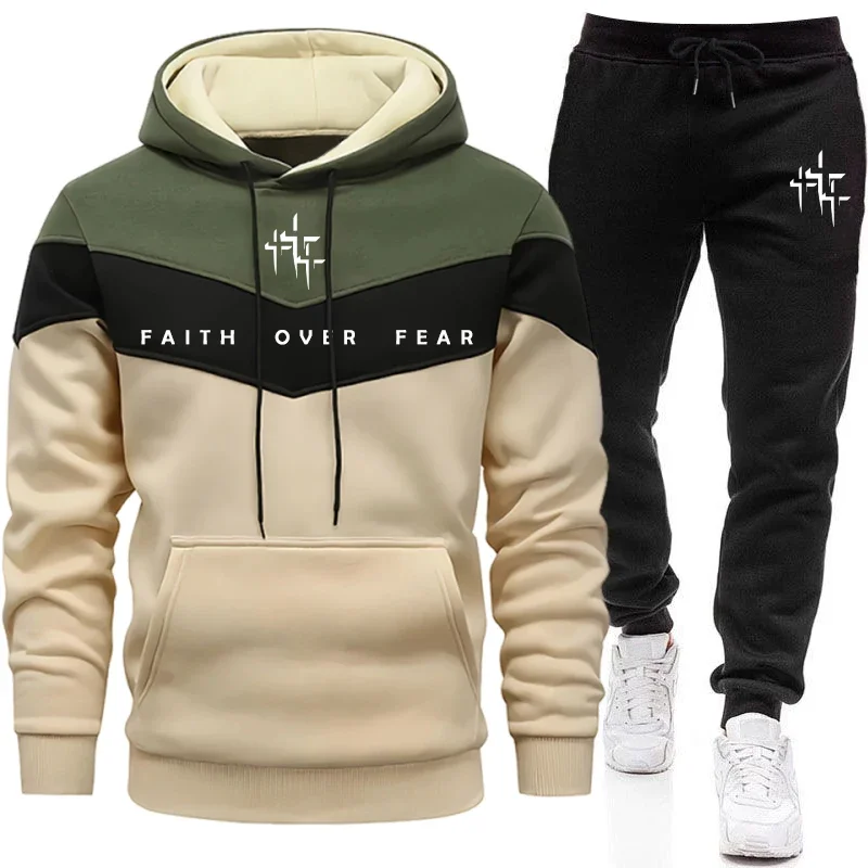 Winter Clothing Hoodie - Faith Over Fear Setelan Olahraga Pria,