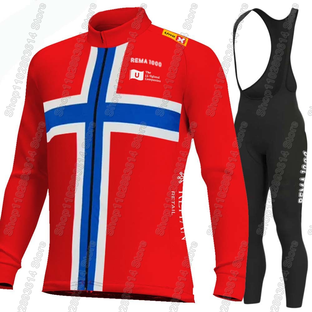 Winter Clothing Norway - Set Jersey Bersepeda Tim UNO X