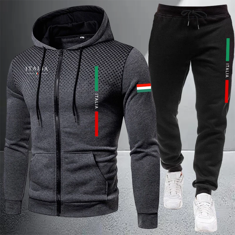 Winter Clothing Matching - Setelan Olahraga Pria Jaket Hoodie Kasual