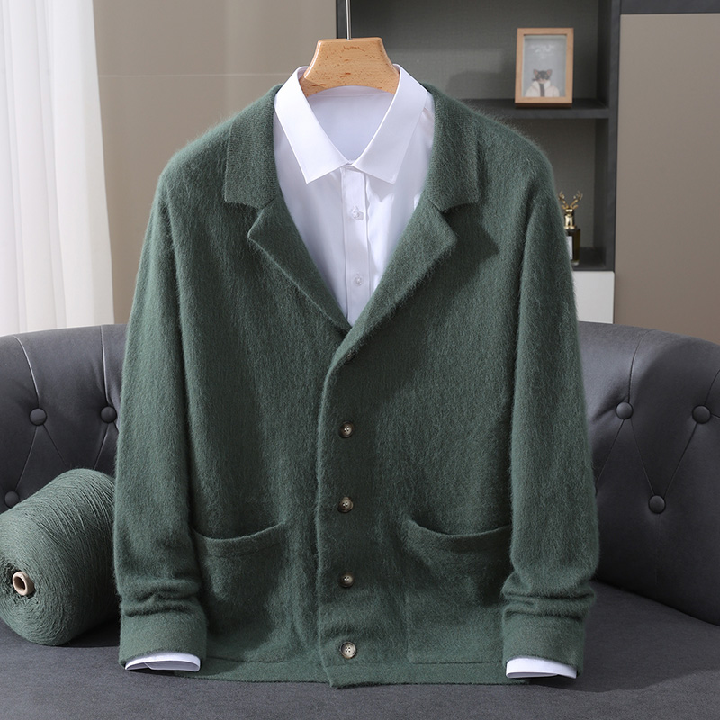 Wool Blend Coat - Kardigan Wol Mink Baru Pria, Mantel