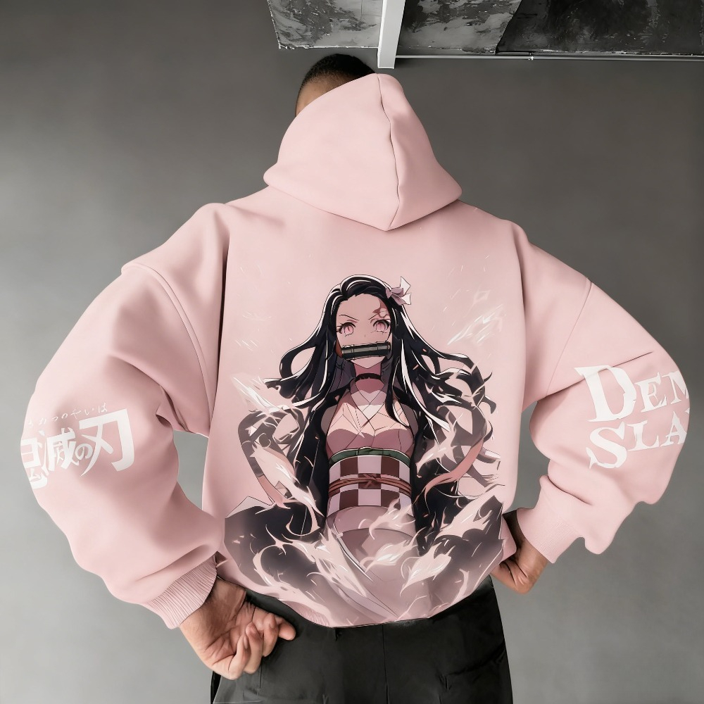 Winter Clothing Anime - Demon Slayer Hoodie Pria Kamado Nezuko