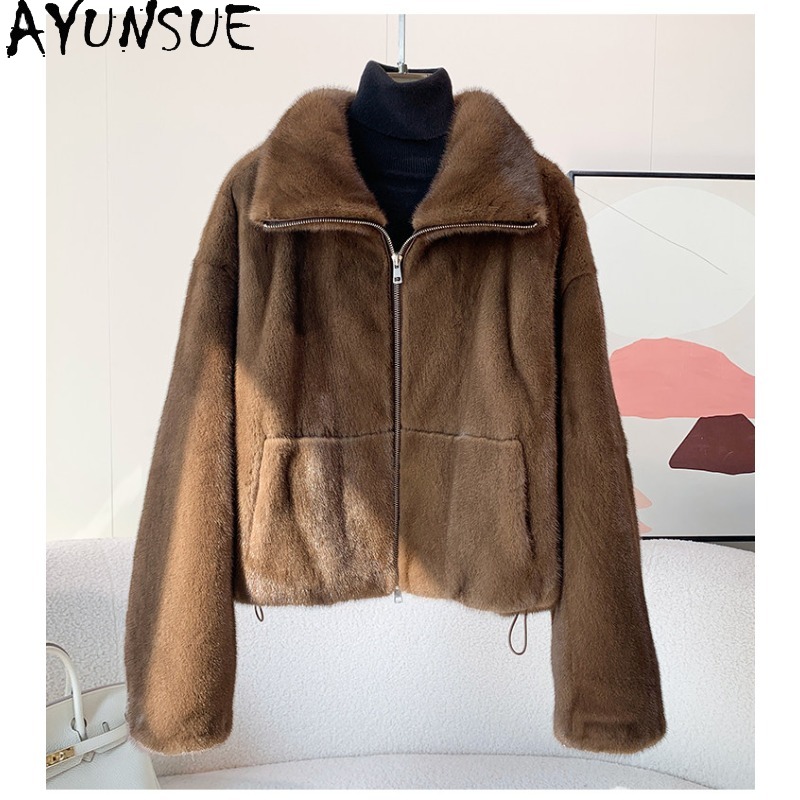 Winter Clothing Label - AYUNSUE Mantel Bulu Mink Utuh Berbahan