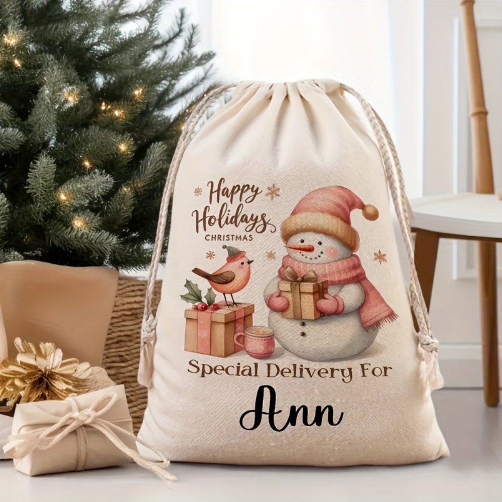 Winter Clothing Name - Kantong Serut Manusia Salju Natal yang