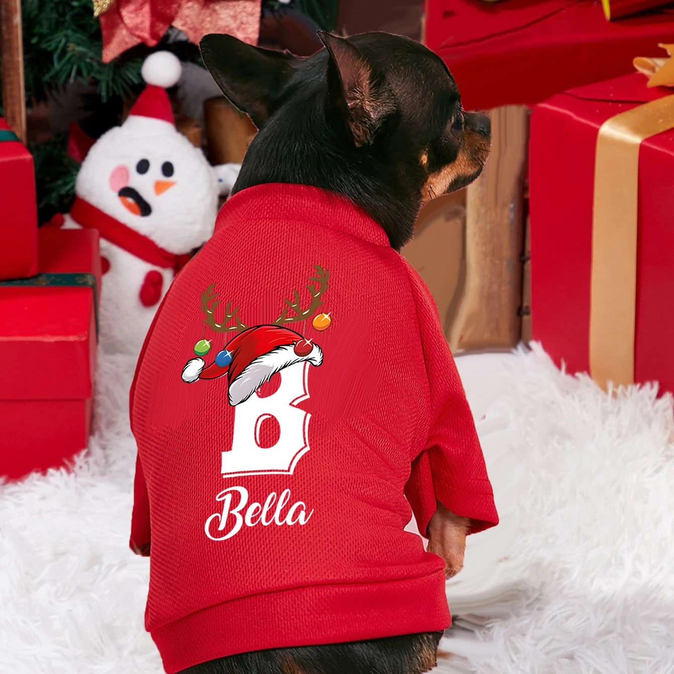 Winter Clothing Name - Pakaian anjing peliharaan Natal dipersonalisasi nama