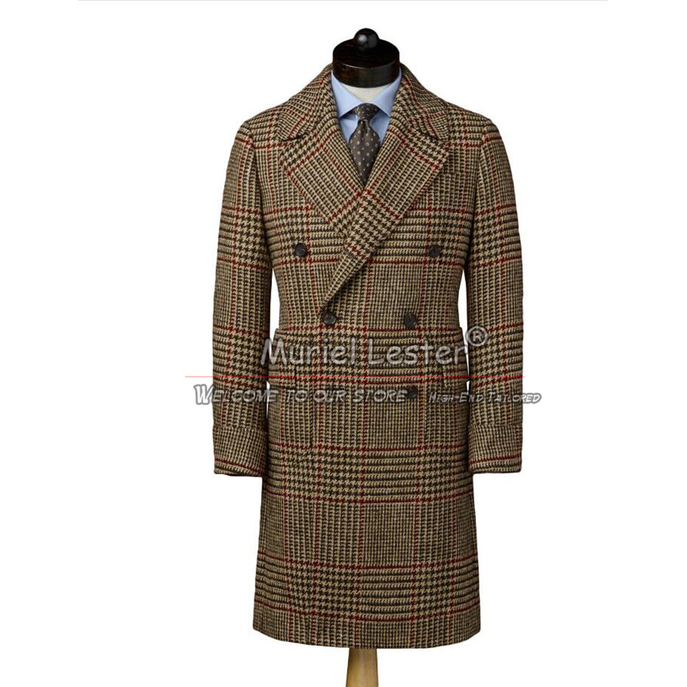 Wool Blend Coat - Jaket jas hujan gaya Inggris pria