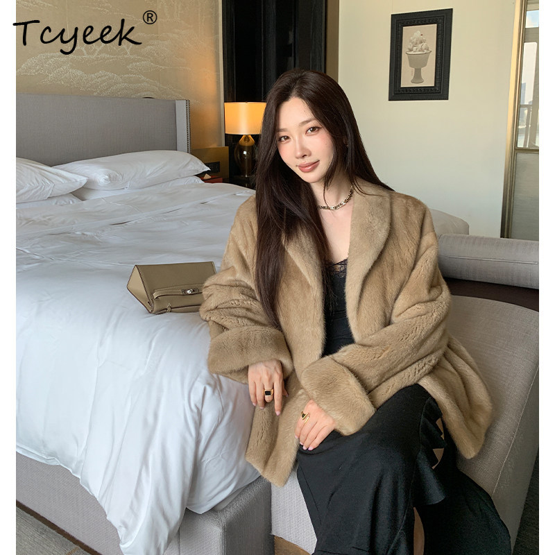 Winter Clothing Label - Tcyeek Mantel Bulu Cerpelai Alami Pakaian