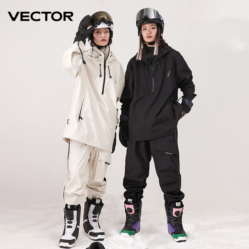 Winter Clothing Vector - Jaket Ski Pria Wanita Warna Solid