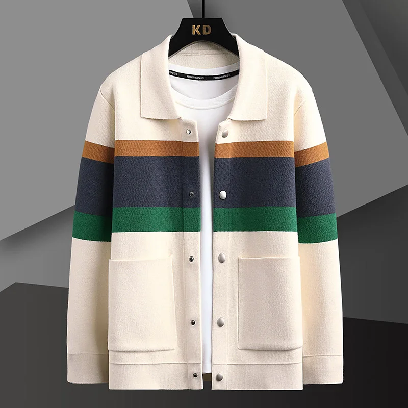 Wool Blend Coat - Fashion mantel kardigan rajut pria, mantel