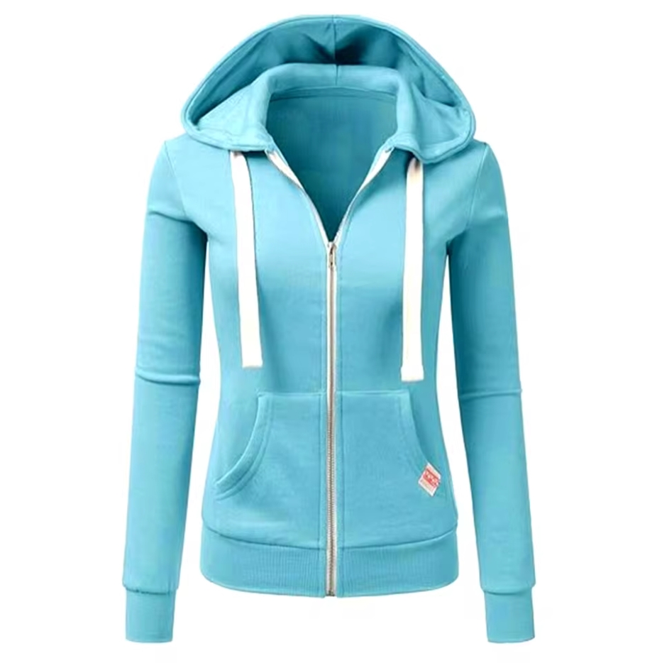 Winter Clothing Label - Hoodie Wanita Warna Solid Model Terbaru
