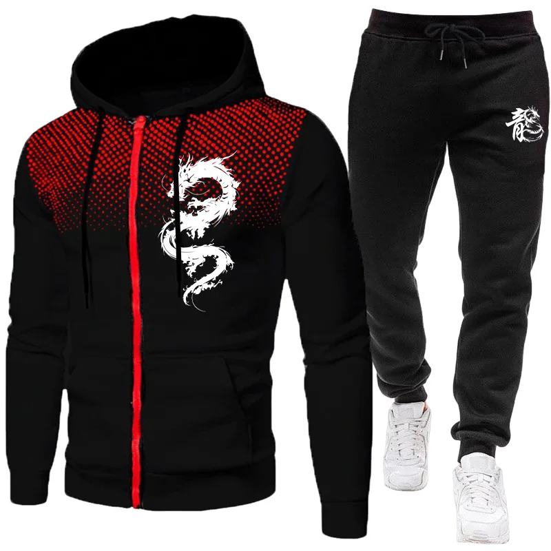 Winter Clothing Hoodie - Setelan Pria Motif Naga Paris, Set