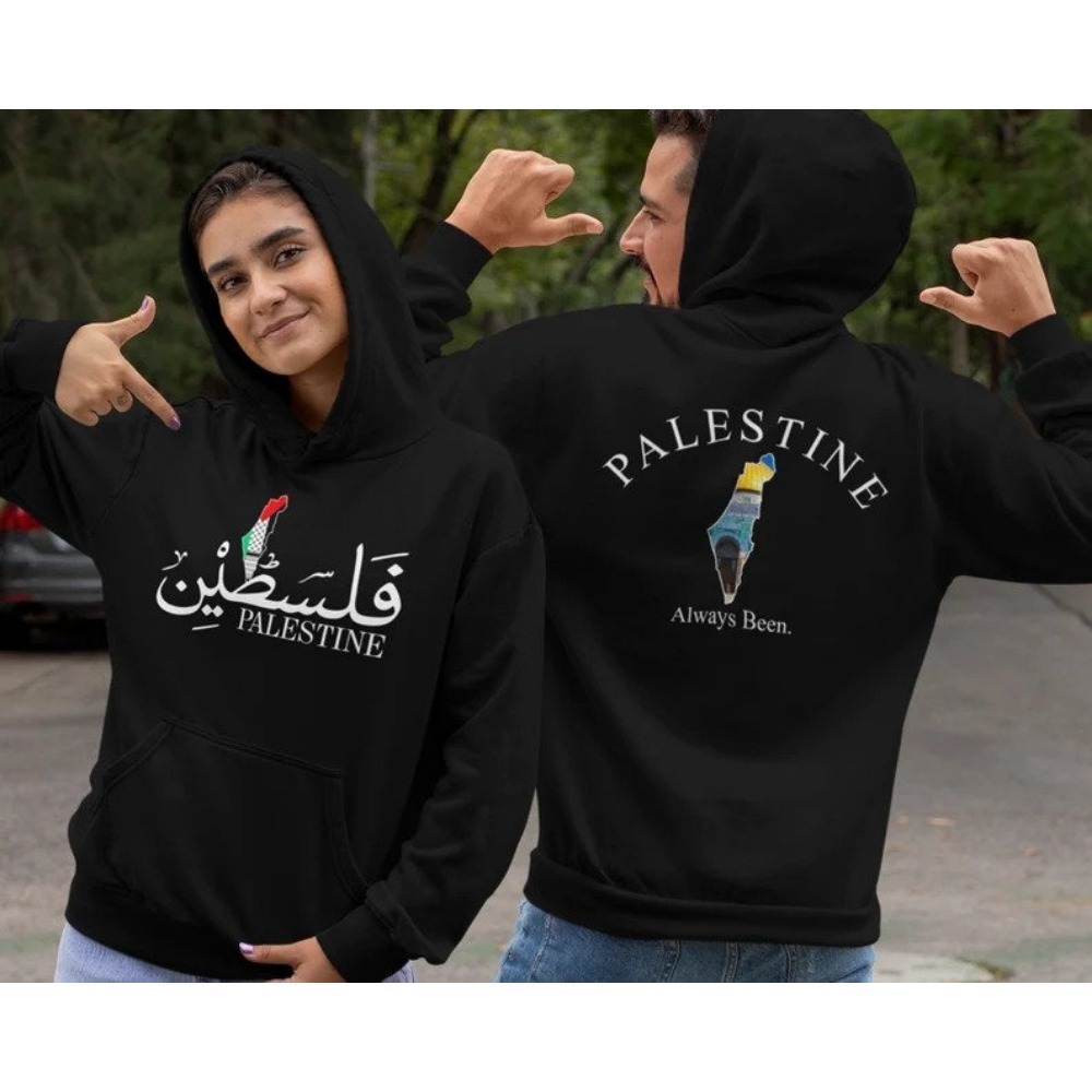 Winter Clothing Name - Hoodie Palestina Desain Cetak Depan/Belakang Peta