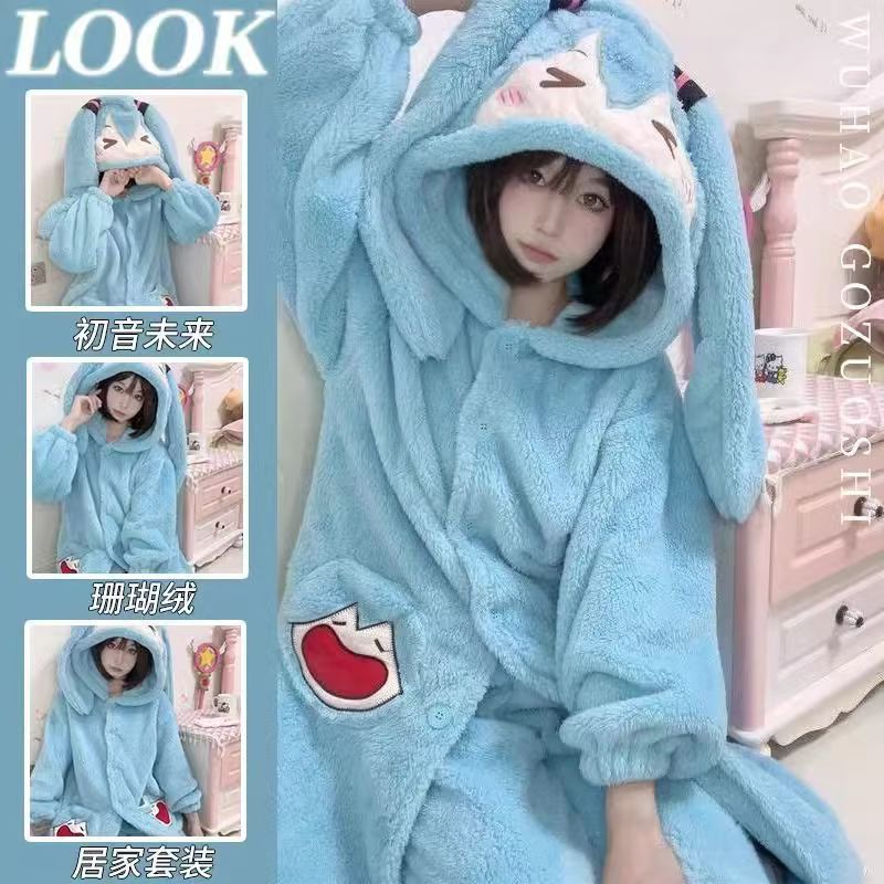 Winter Clothing Anime - Piyama Anime Miku Set Piyama Tebal