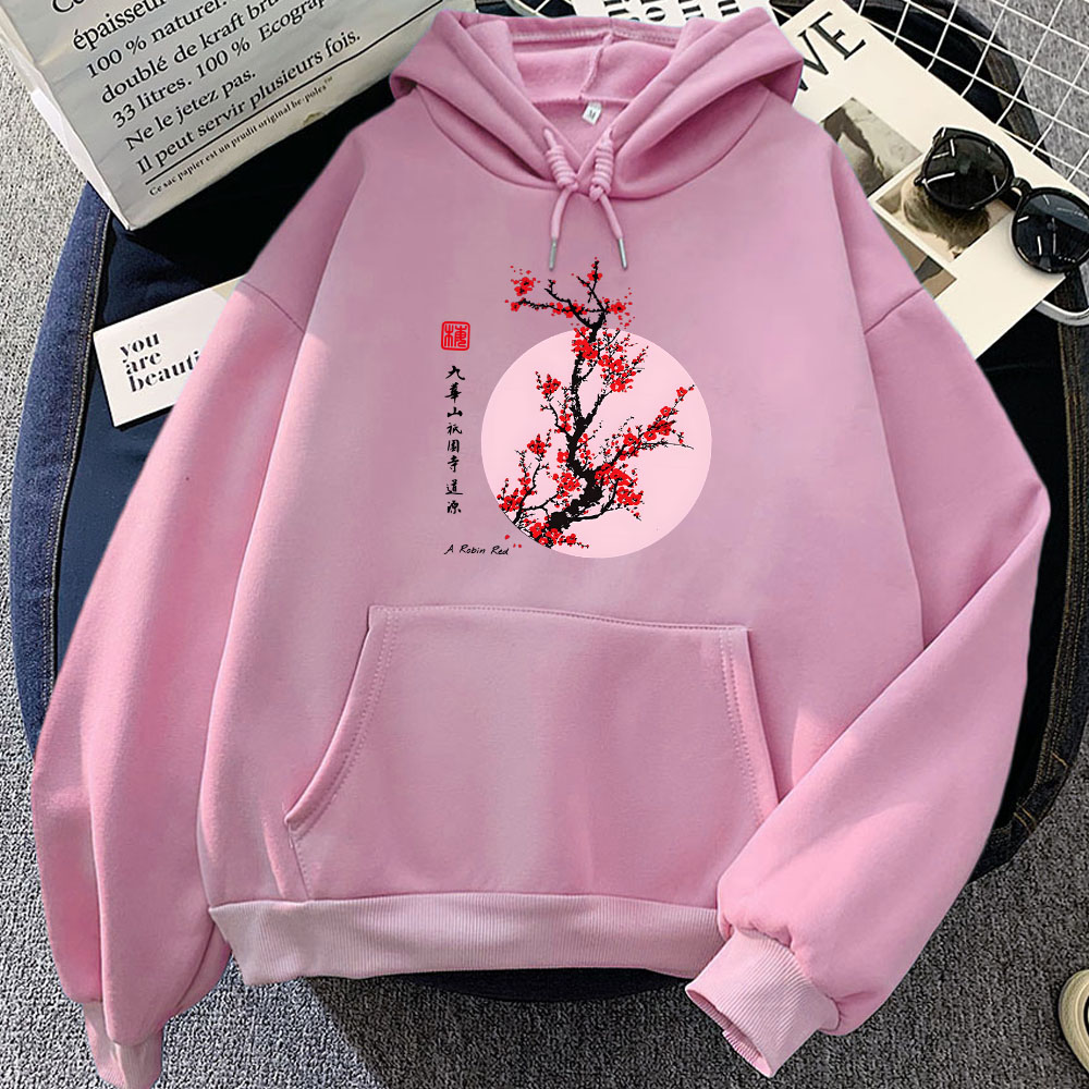 Winter Clothing Yellowknife - Jaket Hoodie motif Sakura mekar Jepang