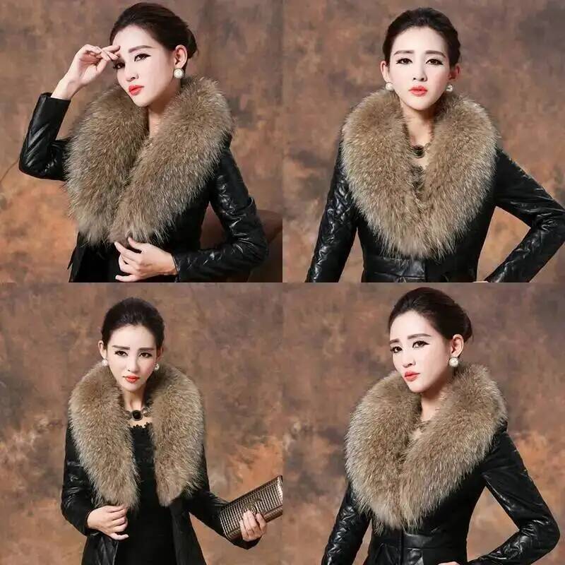 Syal bulu asli kerah bulu raku - Winter Clothing Matching ulasan dan harga