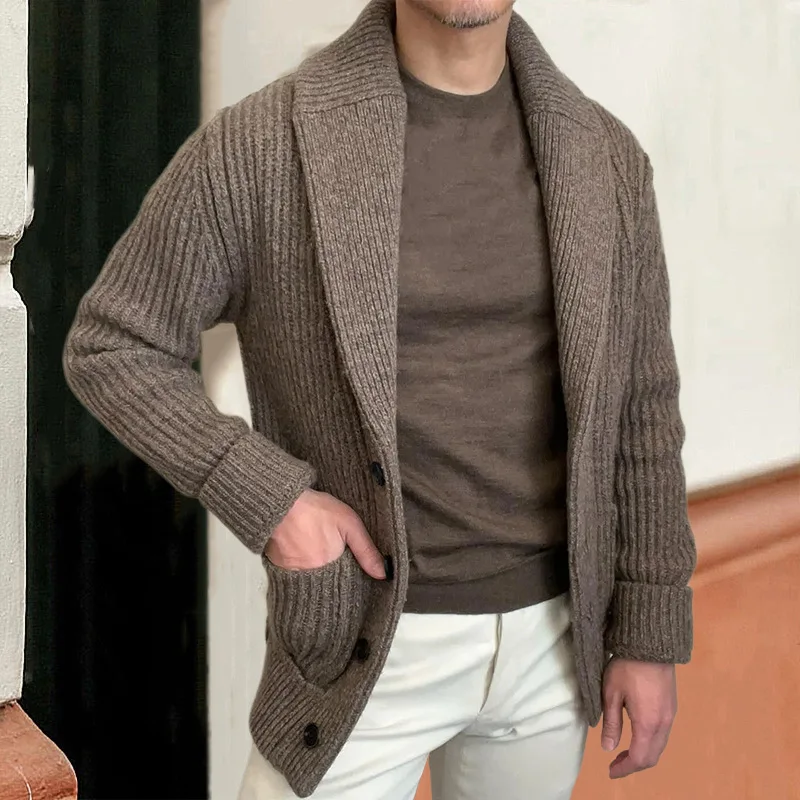 Sweter Pria Kardigan Kerah Len - Wool Blend Coat ulasan dan harga
