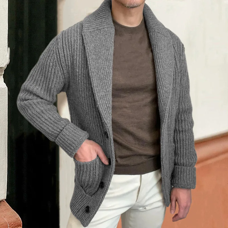 Sweter Pria Kardigan Kerah Len - Wool Blend Coat ulasan dan harga
