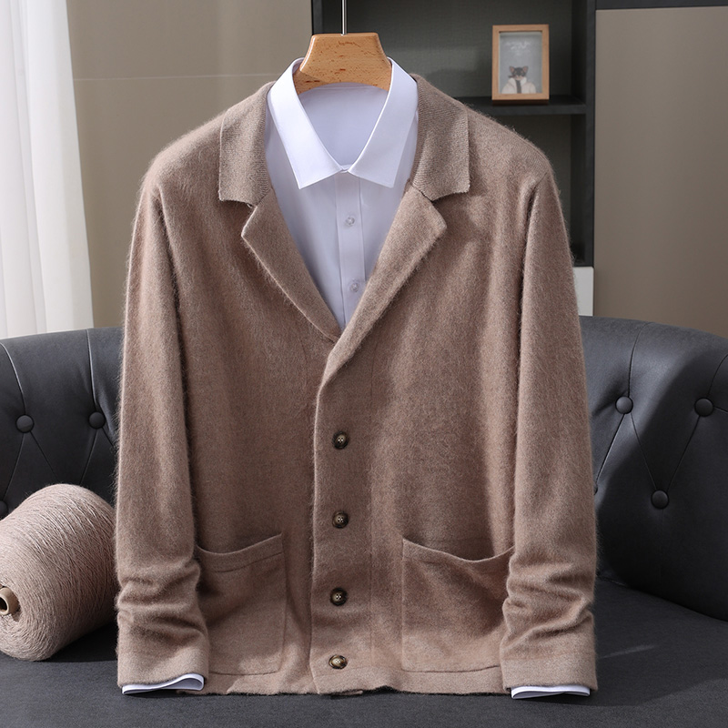 Kardigan Wol Mink Baru Pria, M - Wool Blend Coat ulasan dan harga