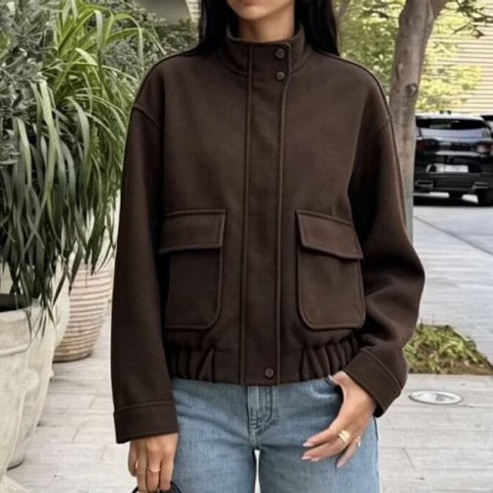 Jaket Pilot Wanita Minimalis K - Wool Blend Coat ulasan dan harga