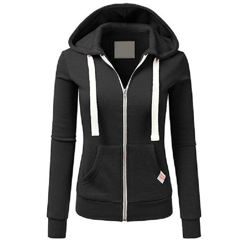 Hoodie Wanita Warna Solid Mode - Winter Clothing Label ulasan dan harga