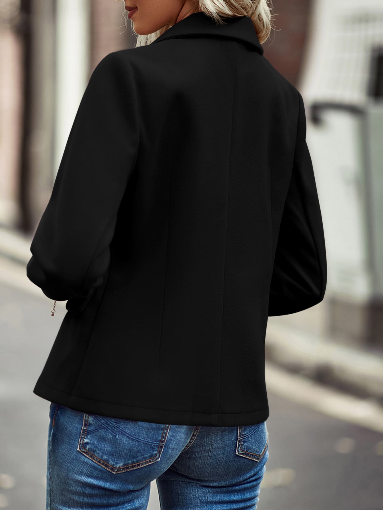 Jaket Blazer Pendek Wanita Bar - Wool Blend Coat ulasan dan harga