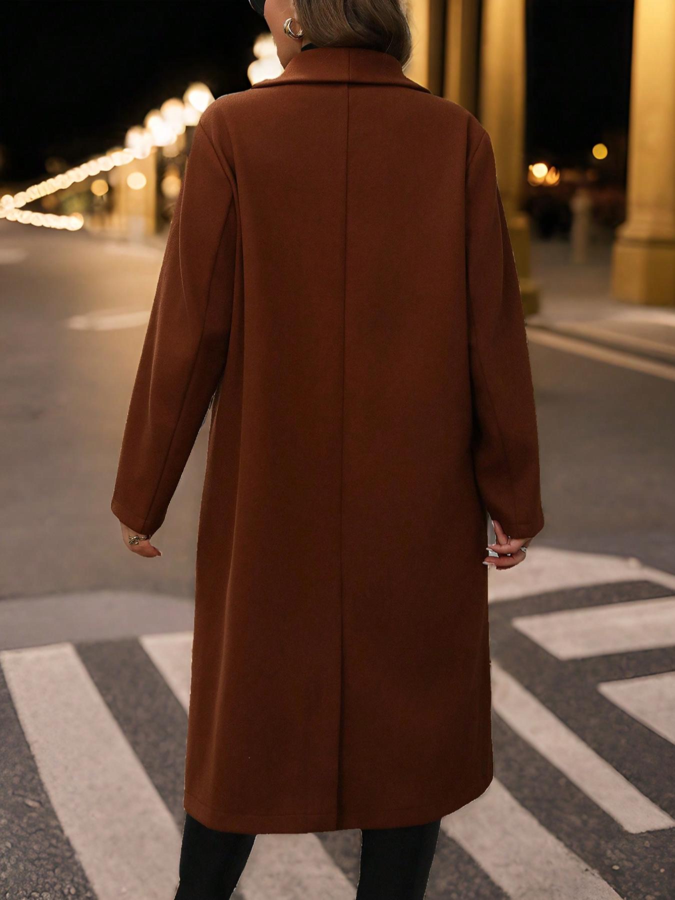 Mantel Wol Campuran Cokelat Ka - Wool Blend Coat ulasan dan harga